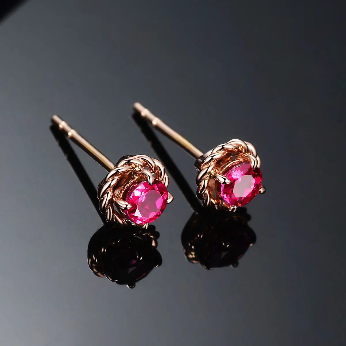 Luxury Color Ruby Copper Earrings for Women - Image 7