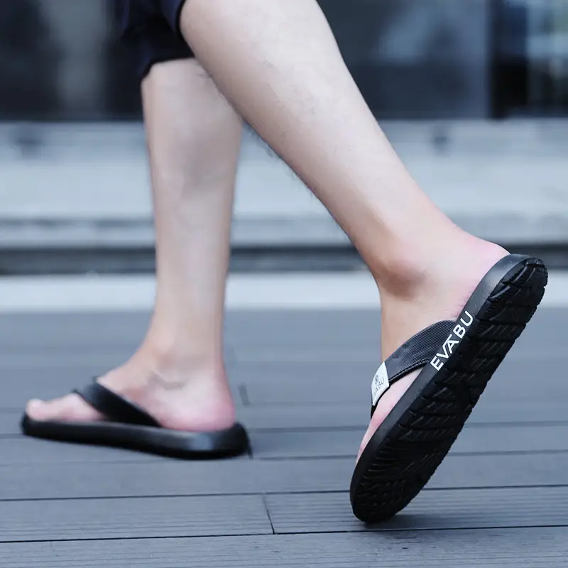 Men's Black Non-Slip Flip Flops Summer Slippers