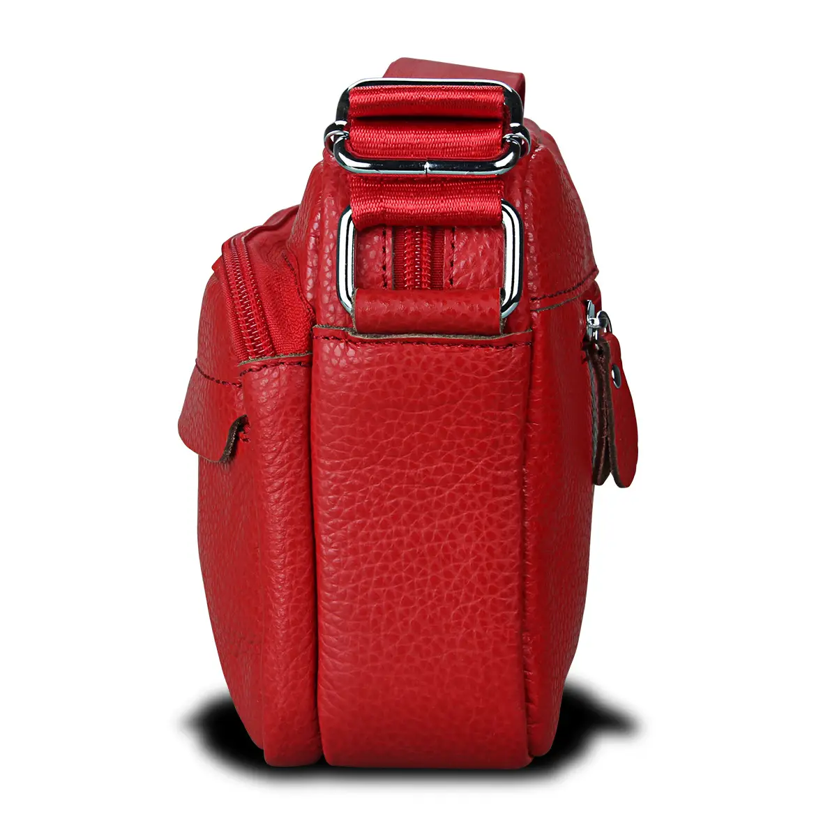 Red Korean Style Women's Messenger Bag with Zipper Compartment