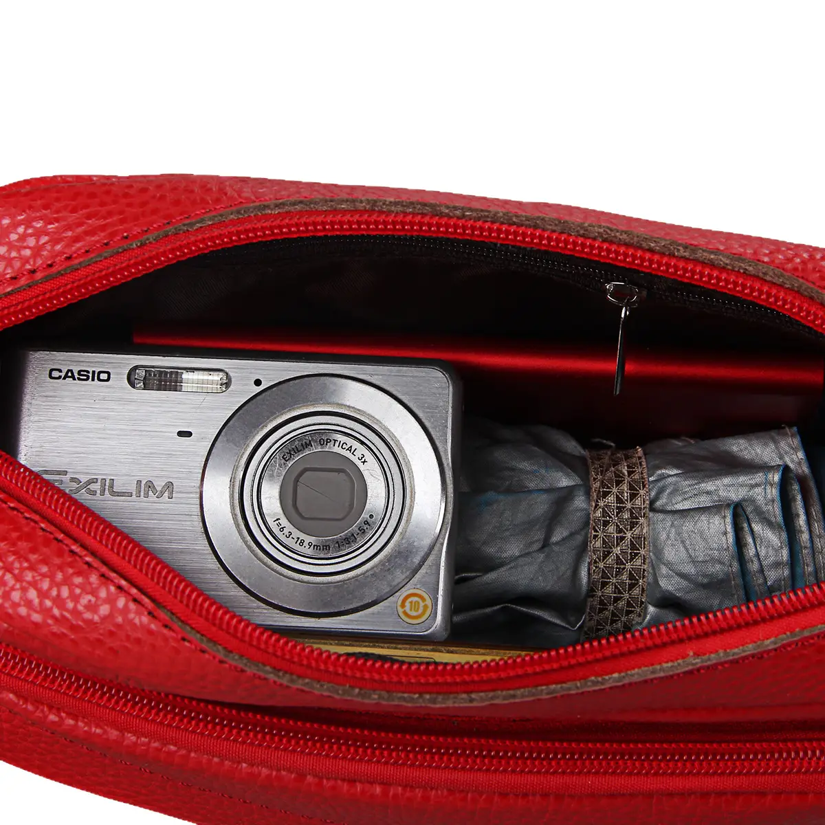 Red Korean Style Women's Messenger Bag with Zipper Compartment
