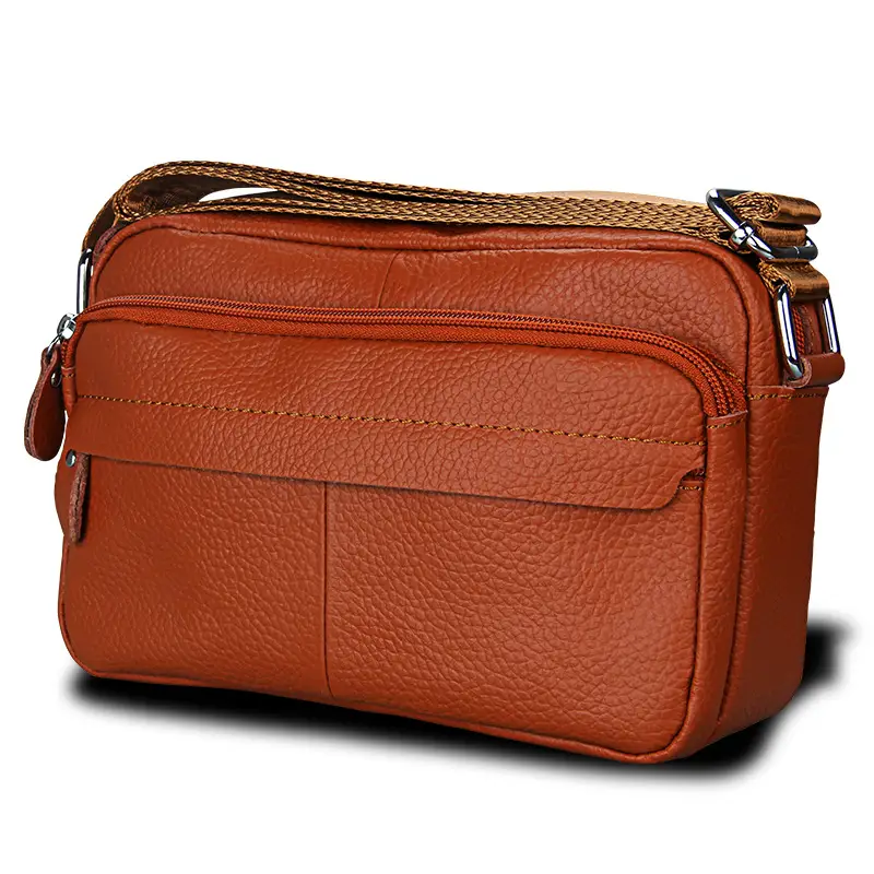 Red Korean Style Women's Messenger Bag with Zipper Compartment
