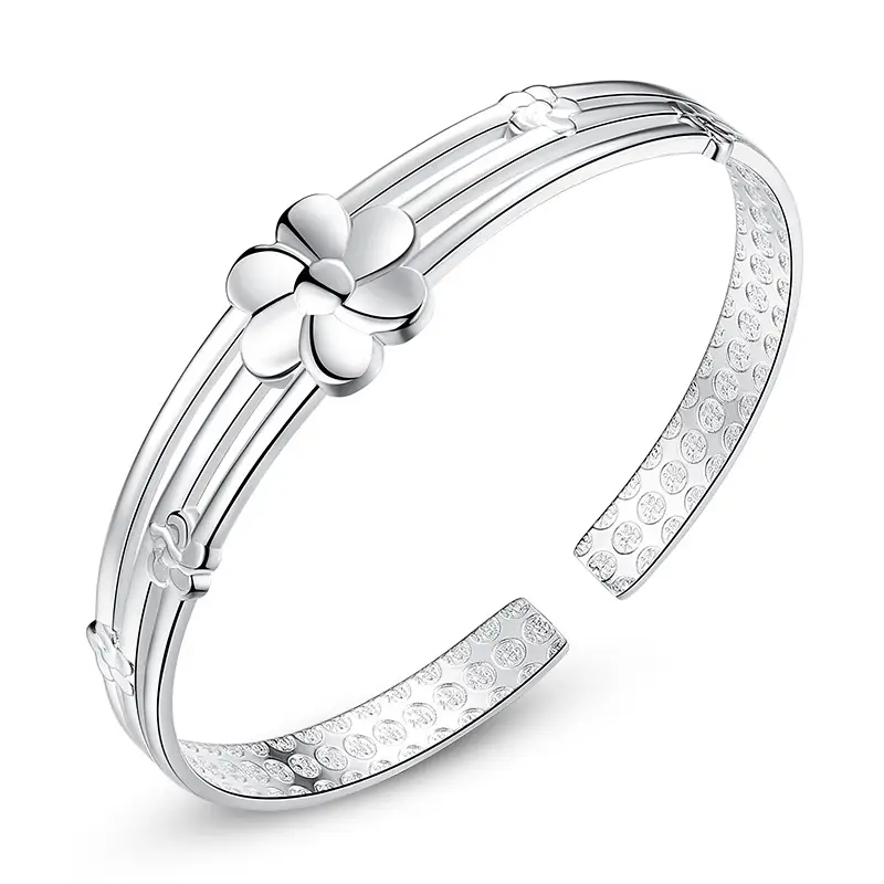 Silver Plated 6-Leaf Flower Bracelet for Women - Image 5
