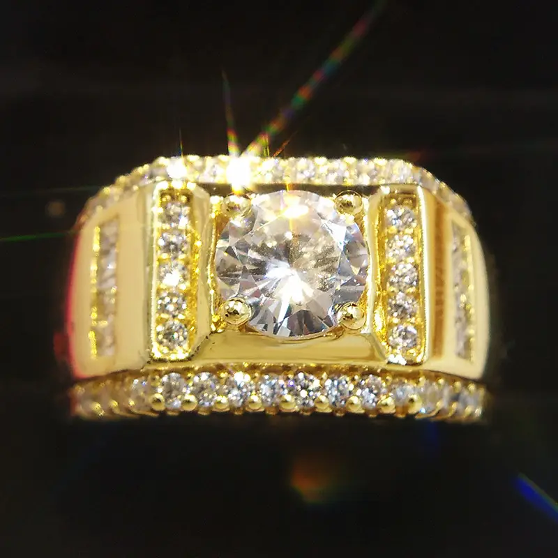 Golden Full Diamond Ring for Men with Micro Inlays - Image 4