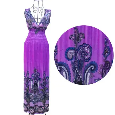 Blue Embroidered V-Neck Beach Dress for Women - Image 3