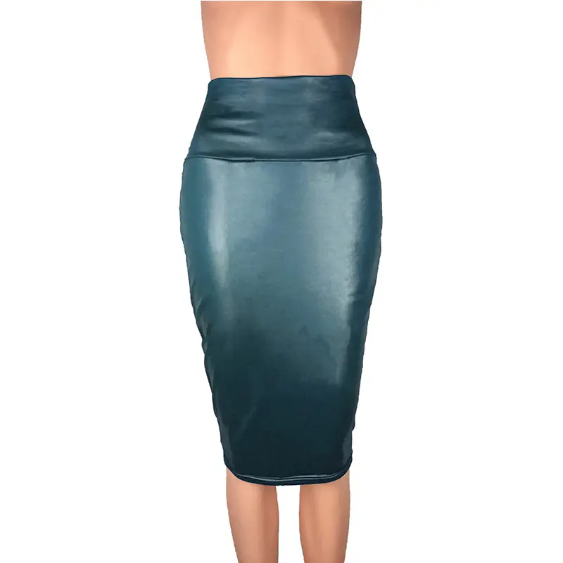 Brown Matte Faux Leather Hip-Lifting Skirt for Women