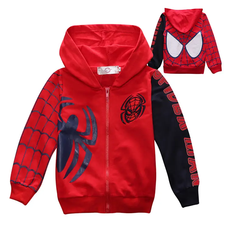 Children's Spider-Man Hoodie Black Red Zipper Hood - Image 4