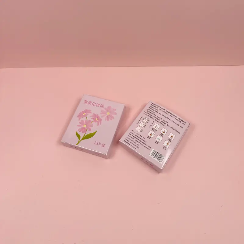 25 Pcs Pink Floral Makeup Remover Cotton Single Layer - Image 4