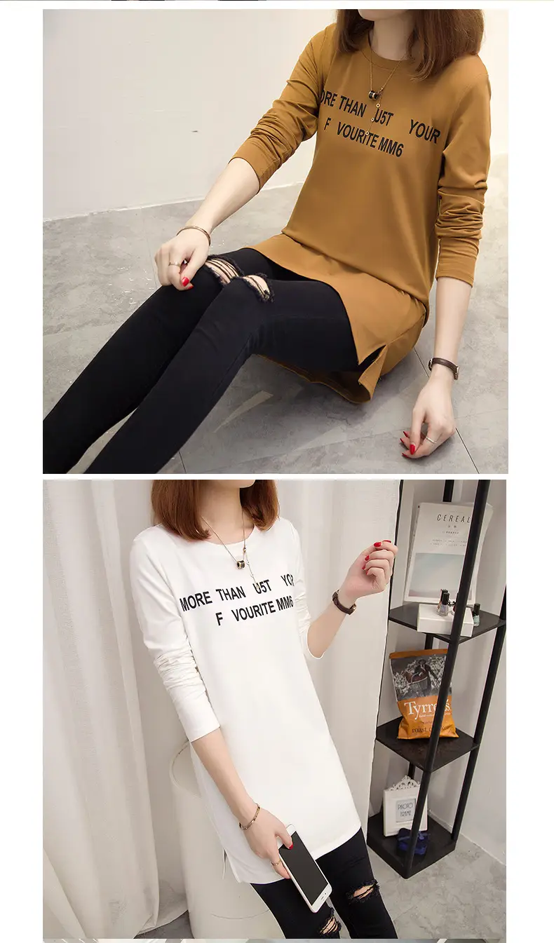 Women Korean Style Long Sleeve T-Shirt White — feature 6