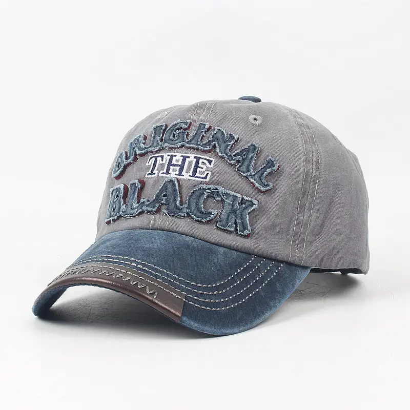 Vintage Embroidered Washed Black Cap for Men - Image 8