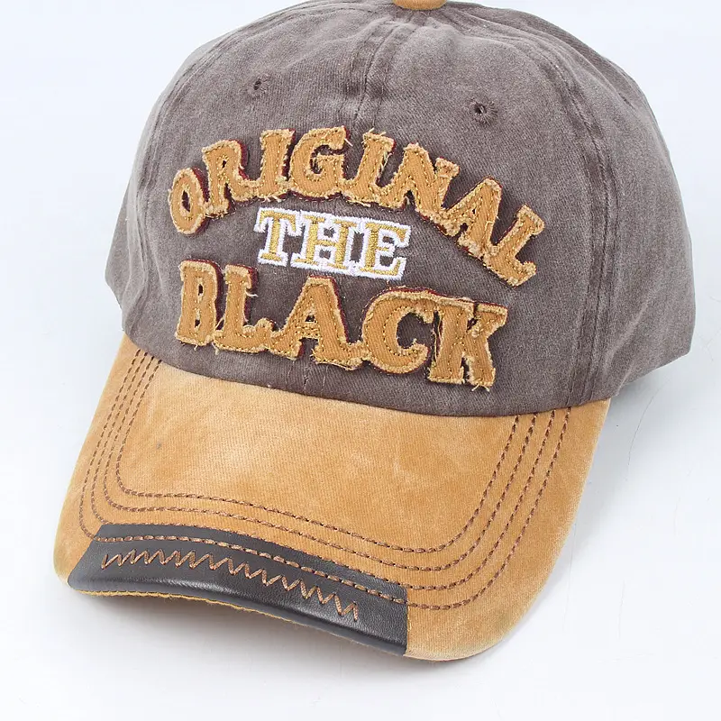 Vintage Embroidered Washed Black Cap for Men - Image 10