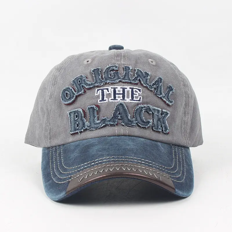 Vintage Embroidered Washed Black Cap for Men - Image 2