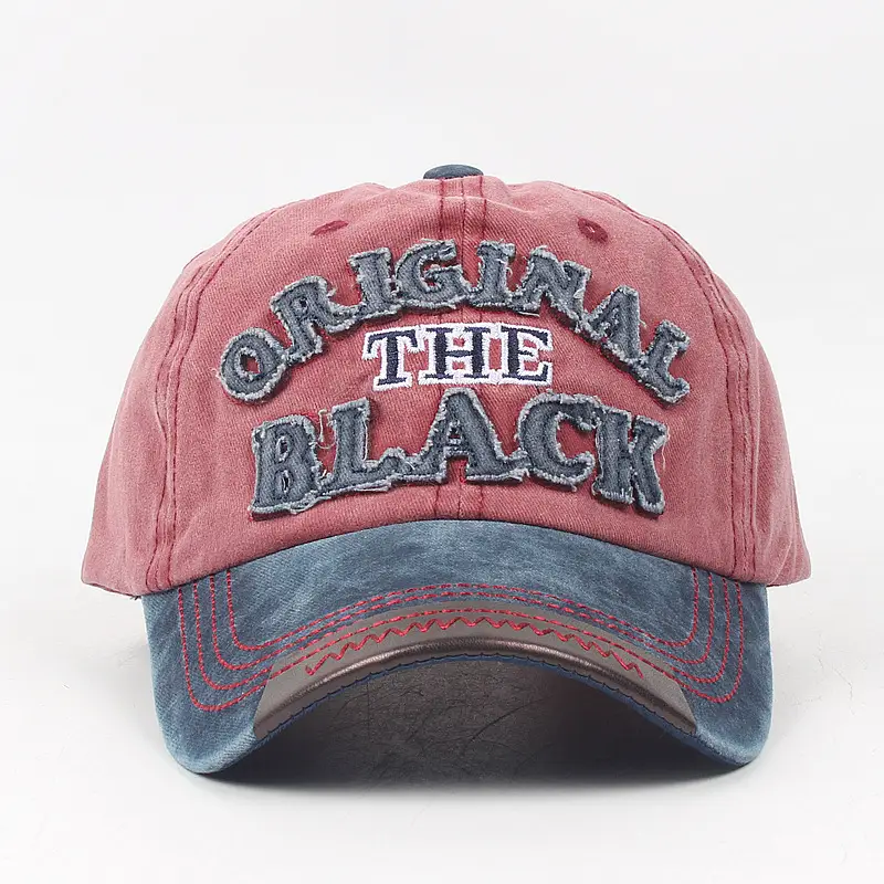 Vintage Embroidered Washed Black Cap for Men - Image 3