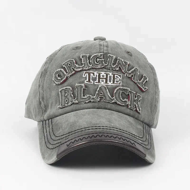 Vintage Embroidered Washed Black Cap for Men - Image 4