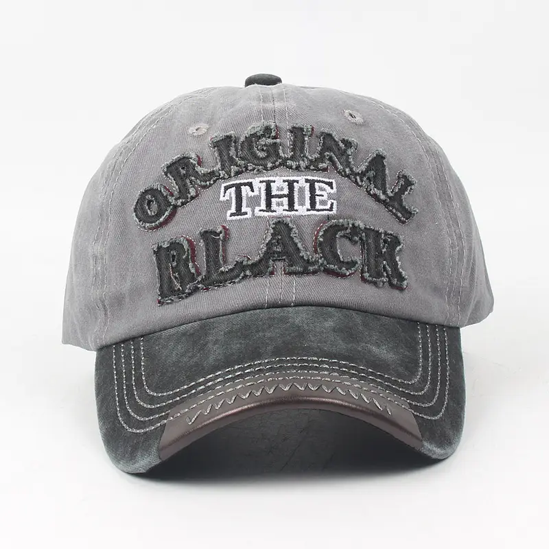 Vintage Embroidered Washed Black Cap for Men - Image 5