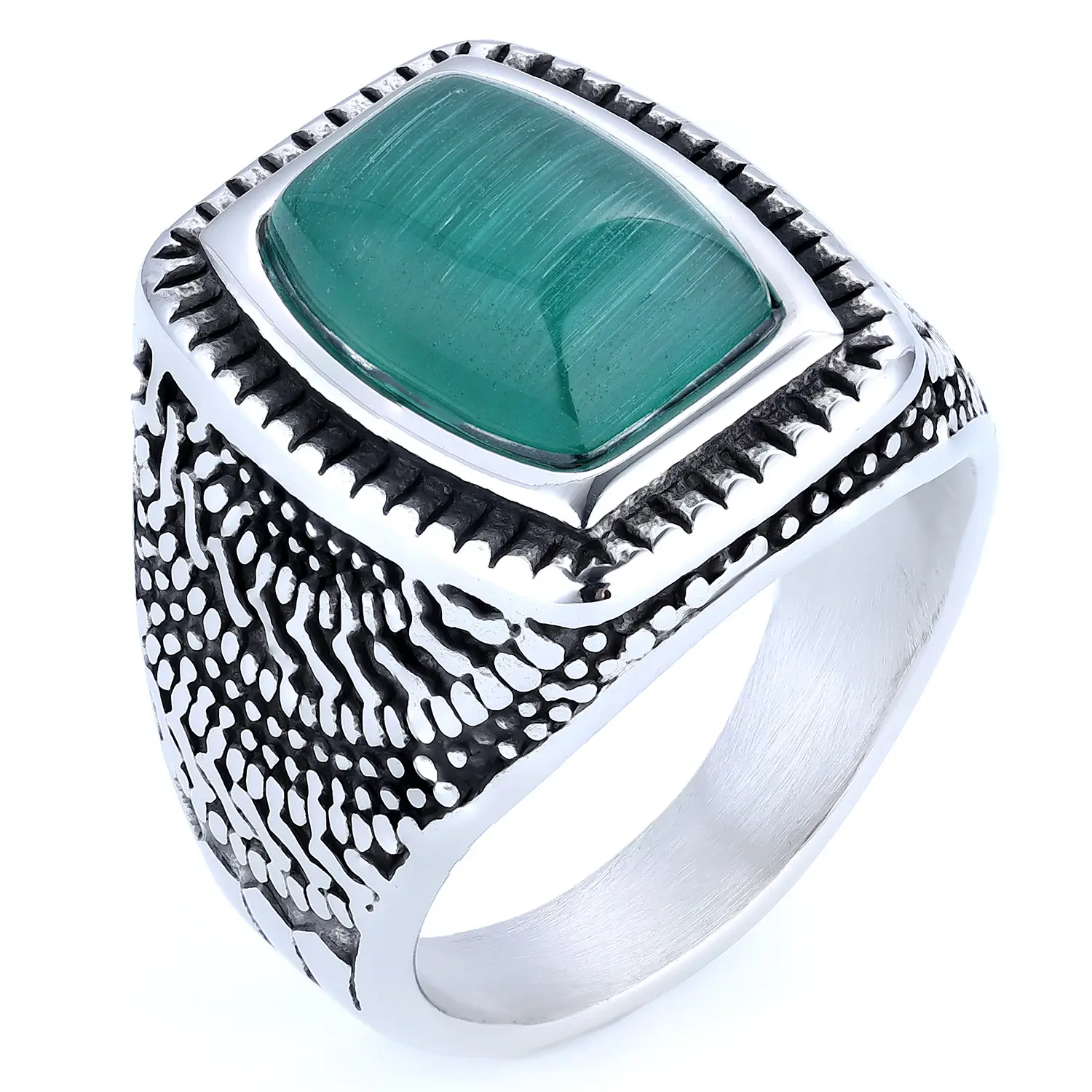 Titanium Men's Masonic Black Gemstone Ring with Ag Logo — feature 3