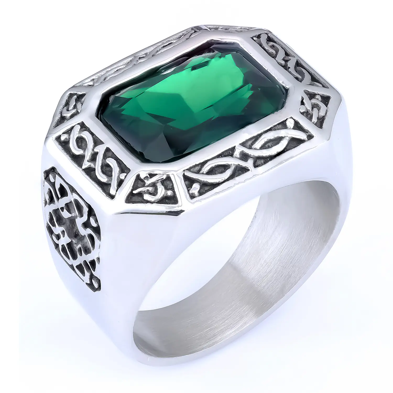 Titanium Men's Masonic Black Gemstone Ring with Ag Logo