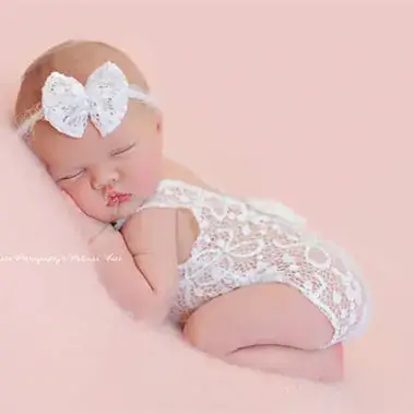 Lace Hollow Climbing Suit for Newborns Purple Bow - Image 8
