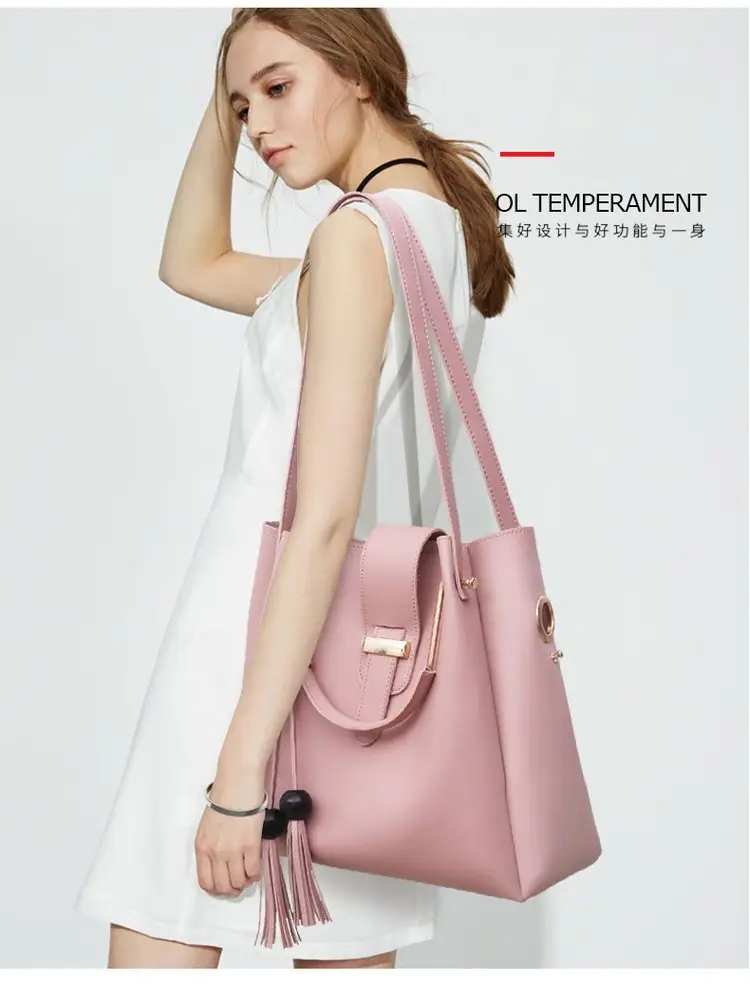 Three-Piece Red Leather Bag Set for Women — feature 11