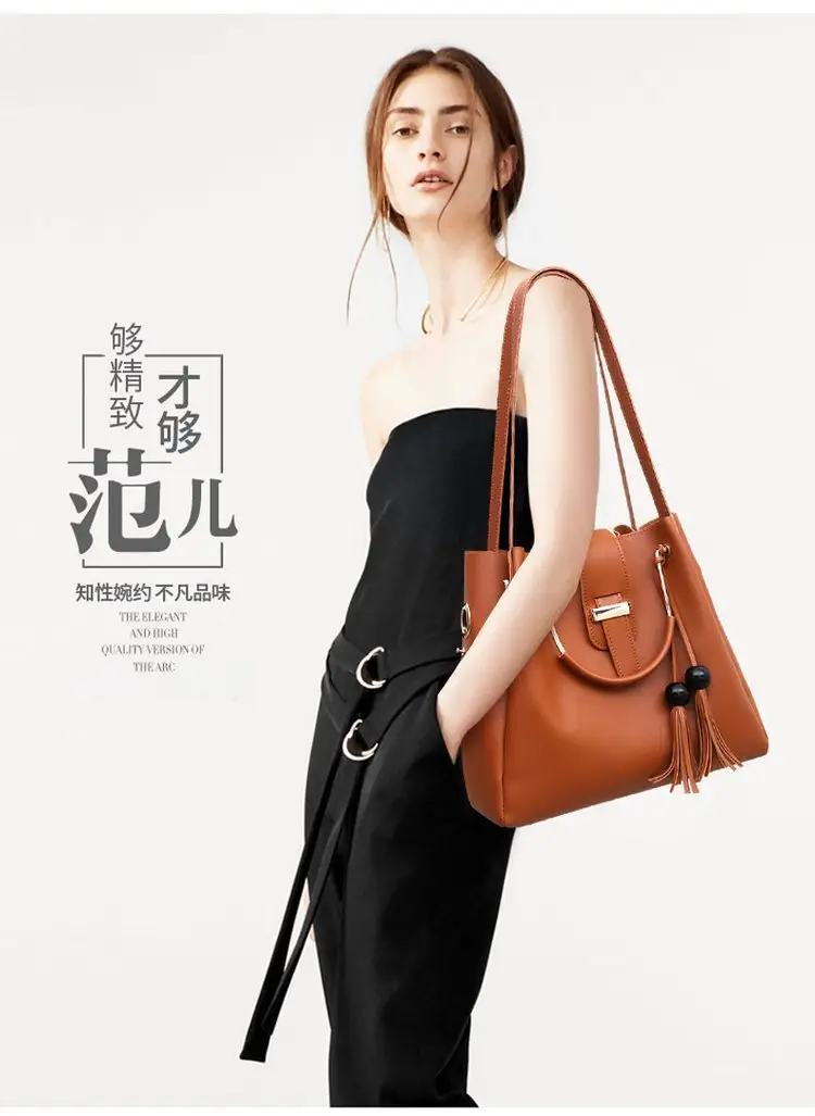 Three-Piece Red Leather Bag Set for Women — feature 20