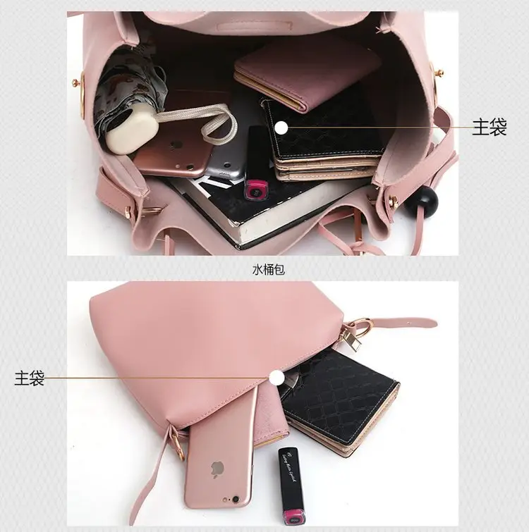 Three-Piece Red Leather Bag Set for Women — feature 3