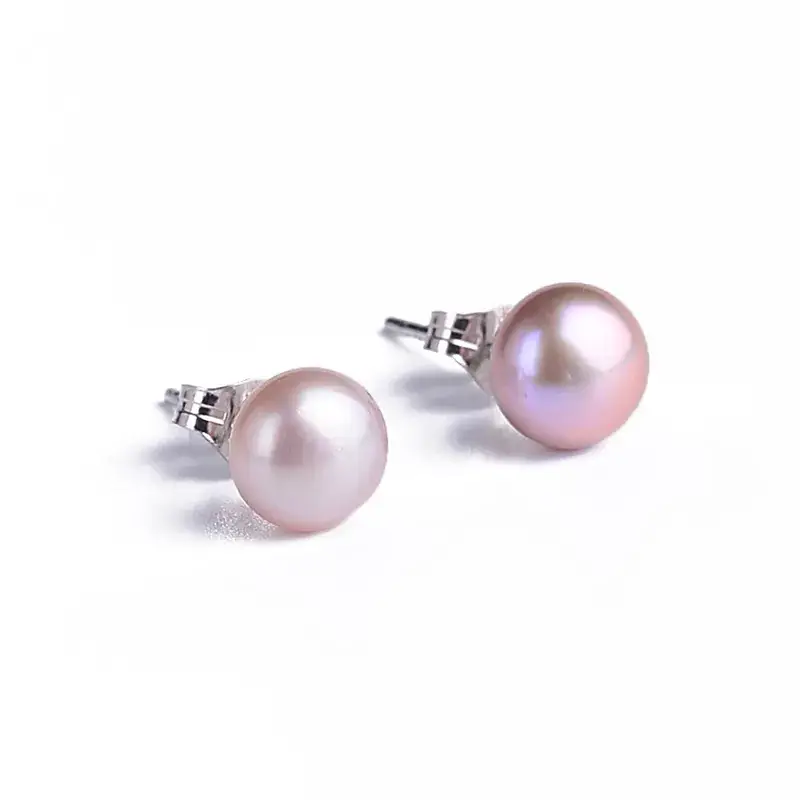 Freshwater Pearl Earrings Purple Pink White Rich Gold for Men Women