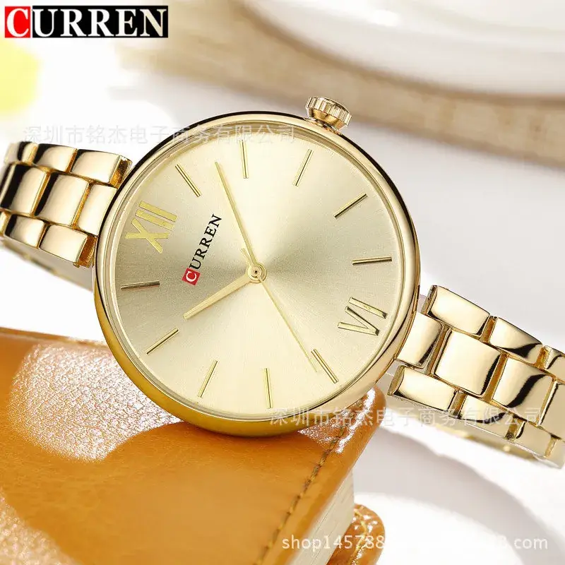 Women's Gold Steel Band Casual Quartz Watch