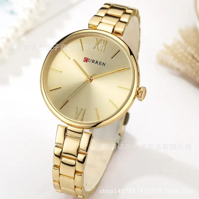 Women's Gold Steel Band Casual Quartz Watch