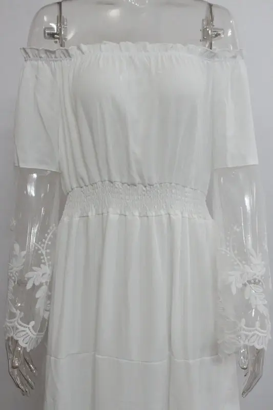 Women's White Lace Longline Dress with Black Alternative — feature 15