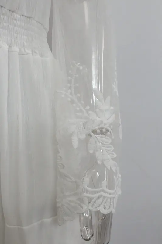 Women's White Lace Longline Dress with Black Alternative — feature 16
