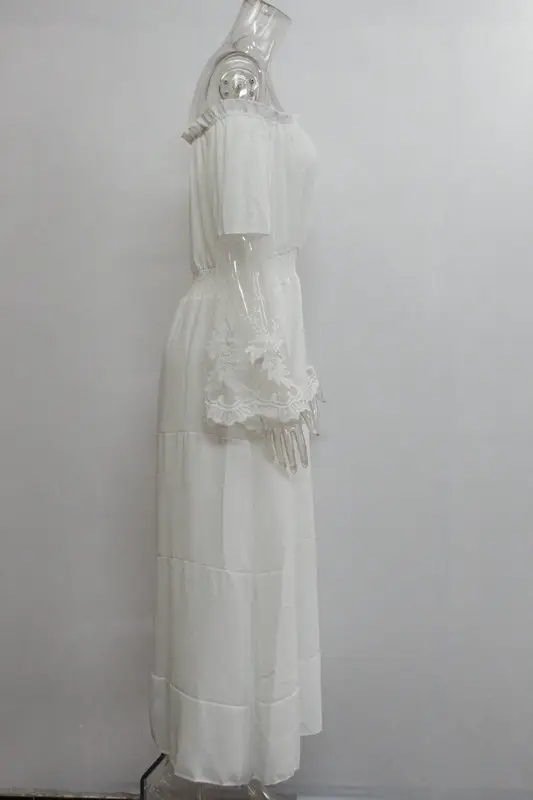 Women's White Lace Longline Dress with Black Alternative — feature 17