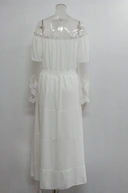 Women's White Lace Longline Dress with Black Alternative — feature 18