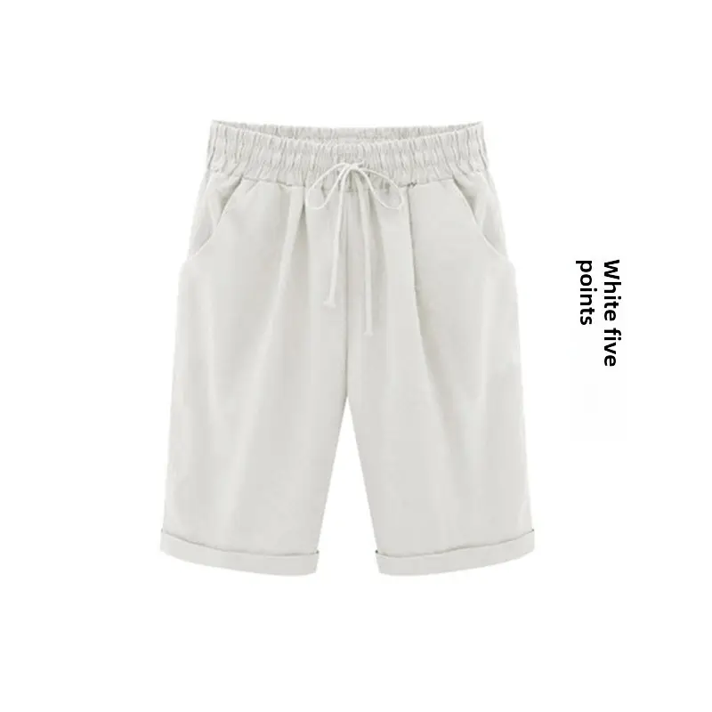 White Five-Point Casual Shorts Women Plus Size - Image 2