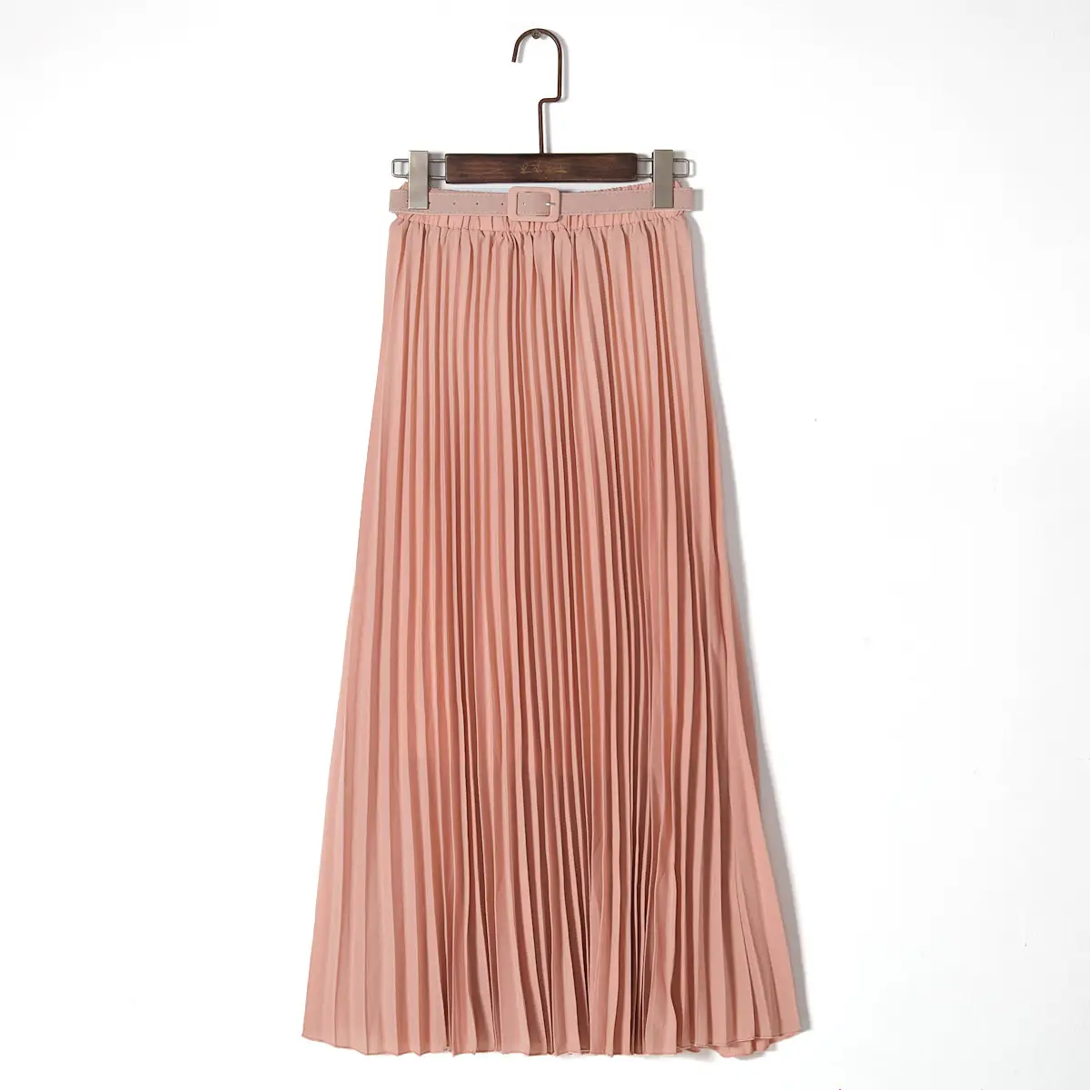 Elegant Chiffon Pleated Skirt Peach Half Length - Image 4