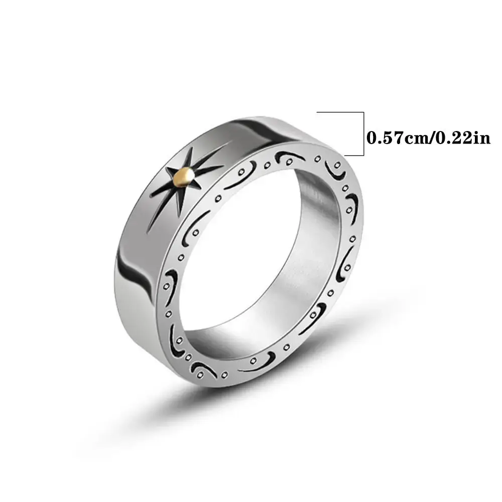 Vintage Titanium Steel Sunflower Ring for Men — feature 1
