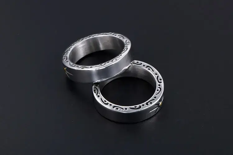 Vintage Titanium Steel Sunflower Ring for Men — feature 10