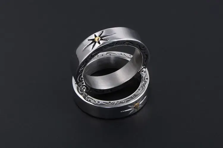Vintage Titanium Steel Sunflower Ring for Men — feature 12