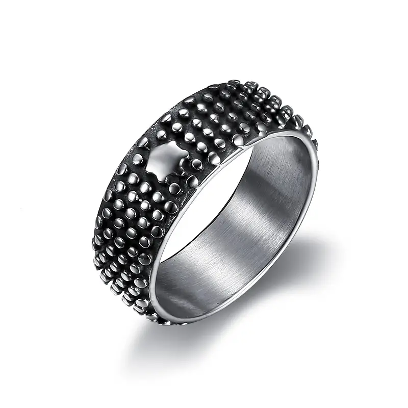 Punk Skull Ring Titanium Steel Glossy Black — feature 6