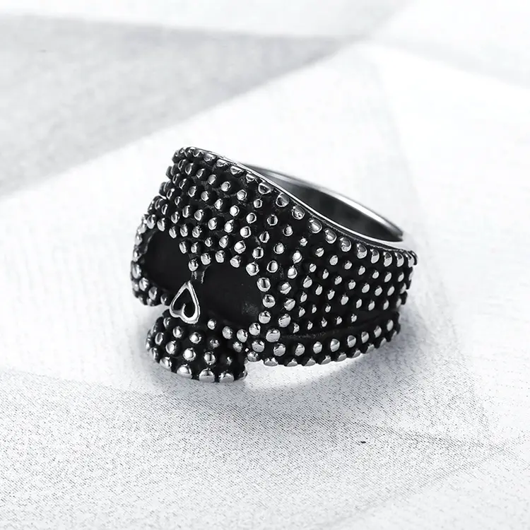 Punk Skull Ring Titanium Steel Glossy Black — feature 7