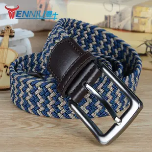 Light Blue Korean Style Men's Canvas Belt with Double Loop Buckle — feature 16