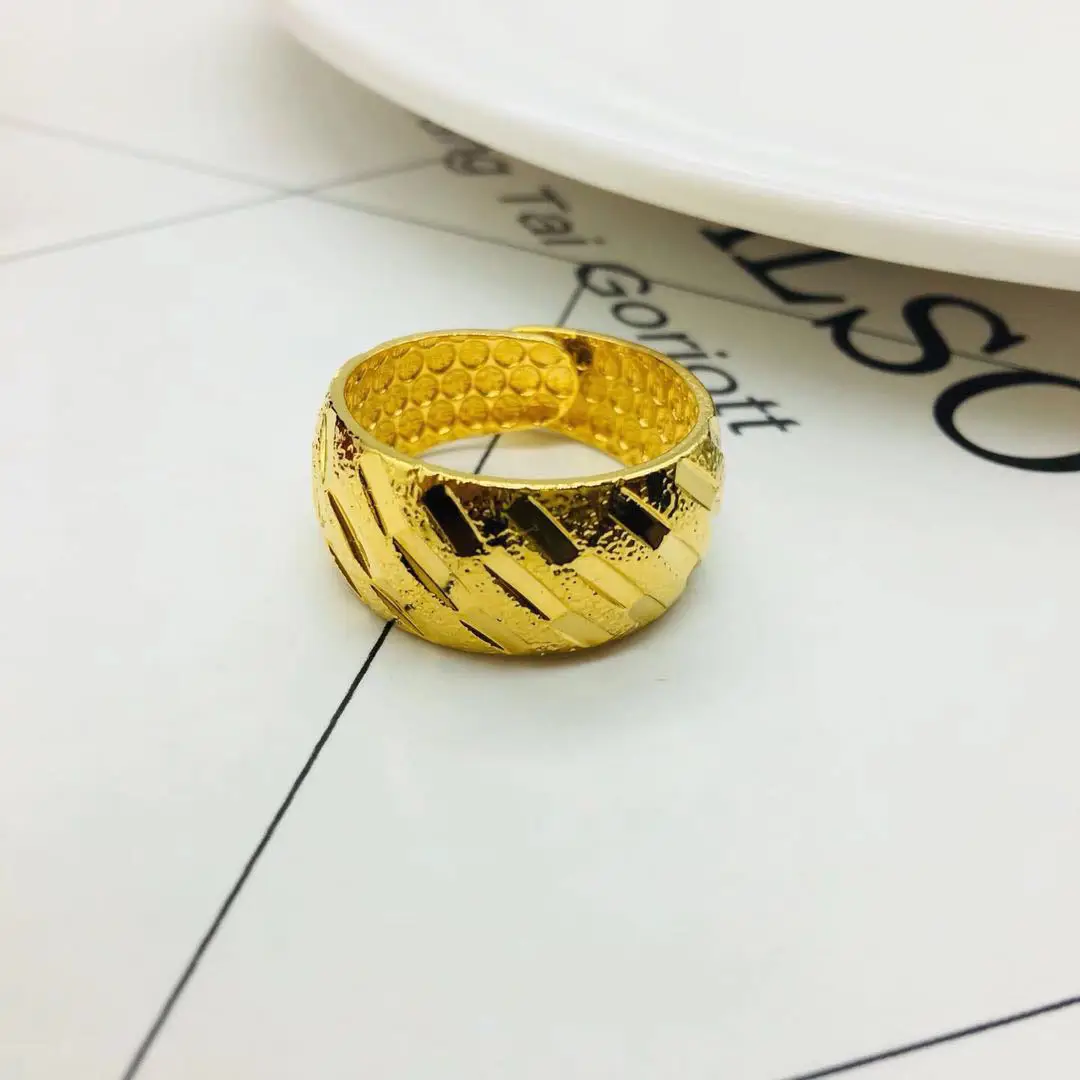 Gold Plated Brushed Ring for Couples Large Glossy Imitation Gold - Image 7