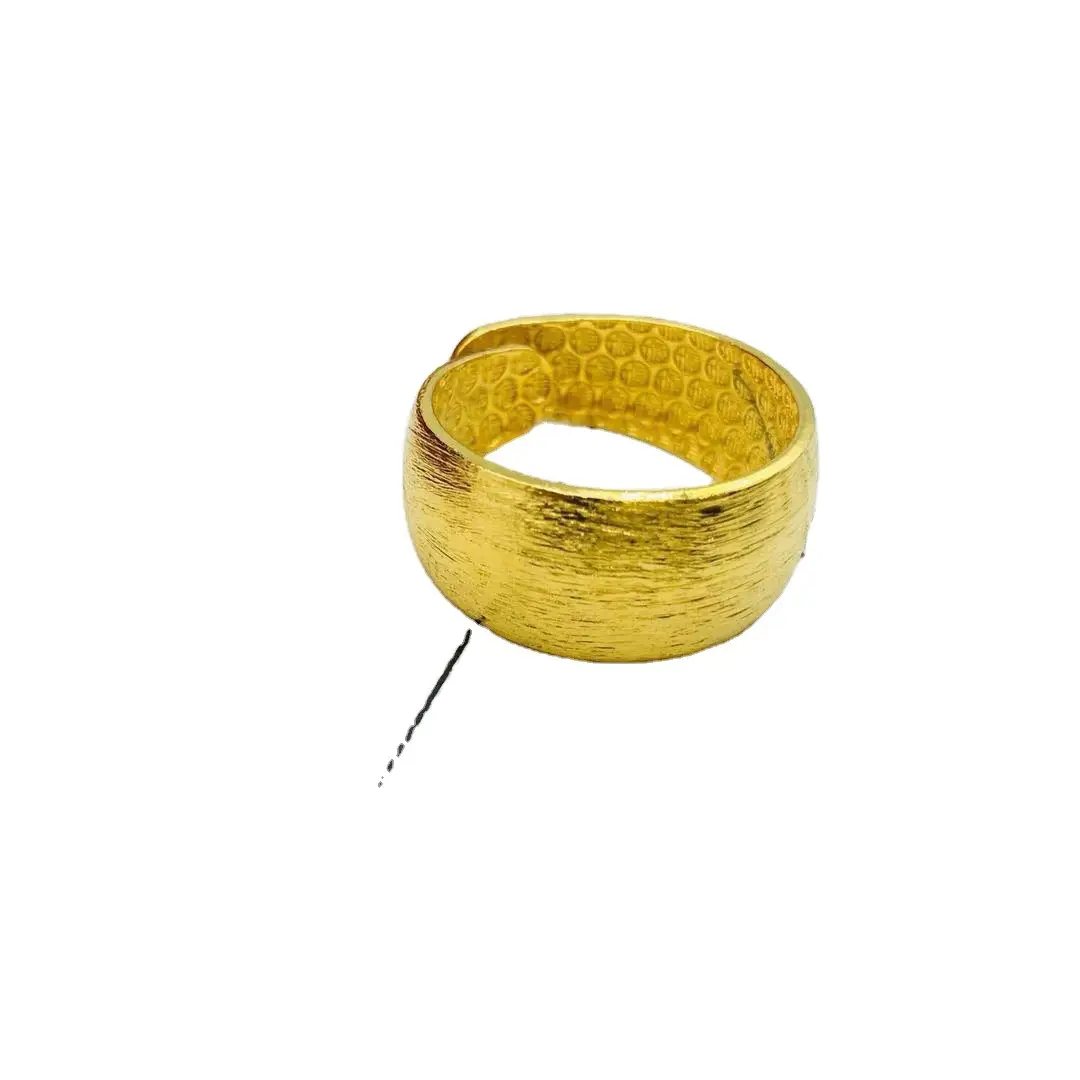Gold Plated Brushed Ring for Couples Large Glossy Imitation Gold - Image 10