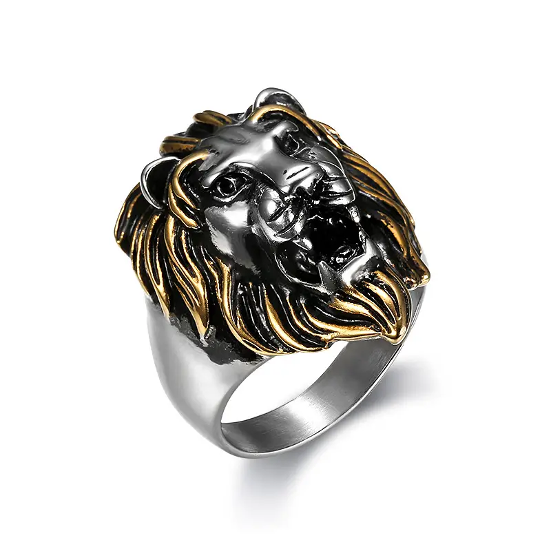 Gold Plated Lion Head Men's Ring - Image 8