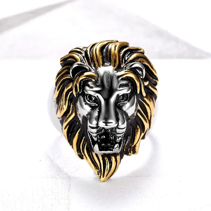 Gold Plated Lion Head Men's Ring — feature 2