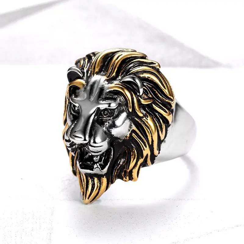 Gold Plated Lion Head Men's Ring — feature 3