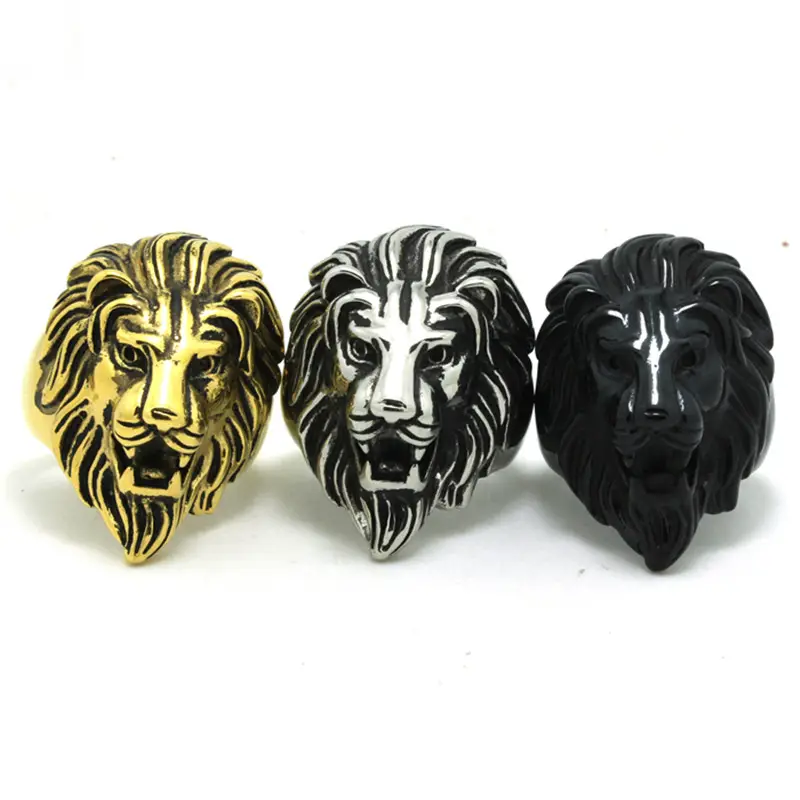 Gold Plated Lion Head Men's Ring — feature 7