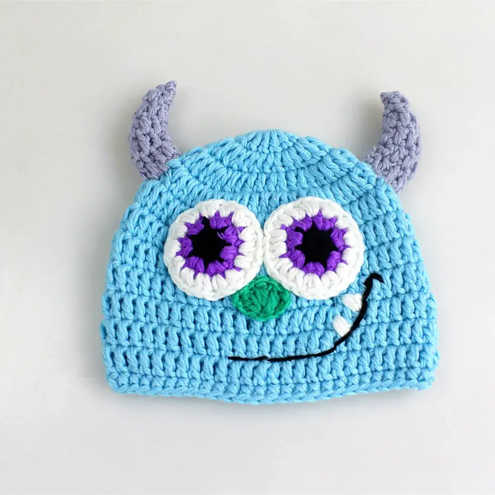 Baby Monster Photo Costume Blue Knitted Owl Set - Image 4