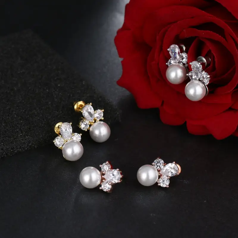 Japanese Zircon Flower Earrings for Women