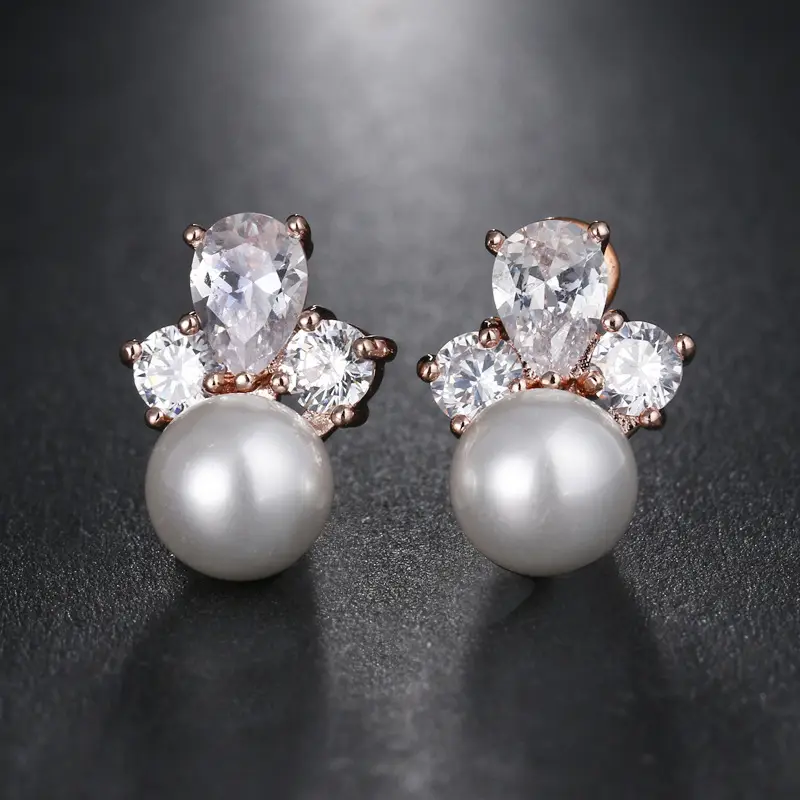 Japanese Zircon Flower Earrings for Women