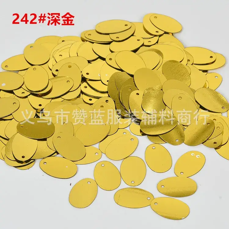 PVC Egg Shaped Sequins 12x20mm Blue