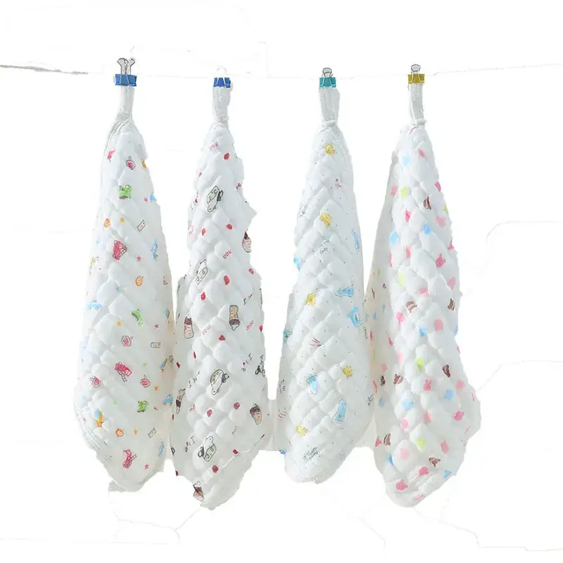 Baby Towel Cotton Gauze Small Square Pure Cotton White Printed - Image 7